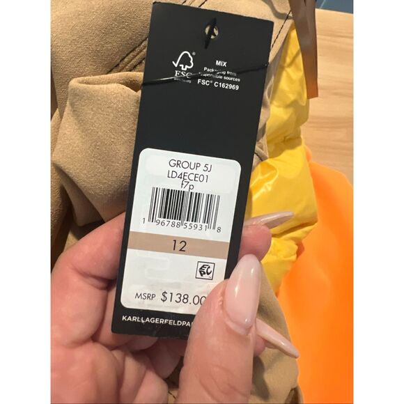 Karl Lagerfeld Paris NWT Ruffle Hem Scuba Dress Cartouche Size 12 - Picture 4 of 4